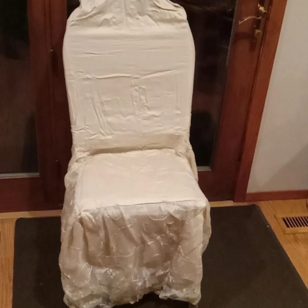 2 New Target 2003 Ivory Embroidered Floral Chair Covers fits most armless chairs